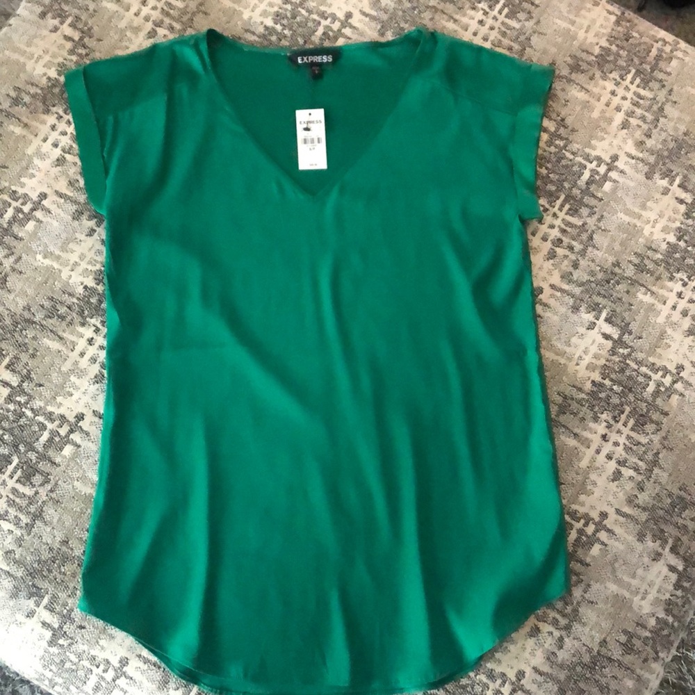 Express short sleeved silky emerald green shirt size S